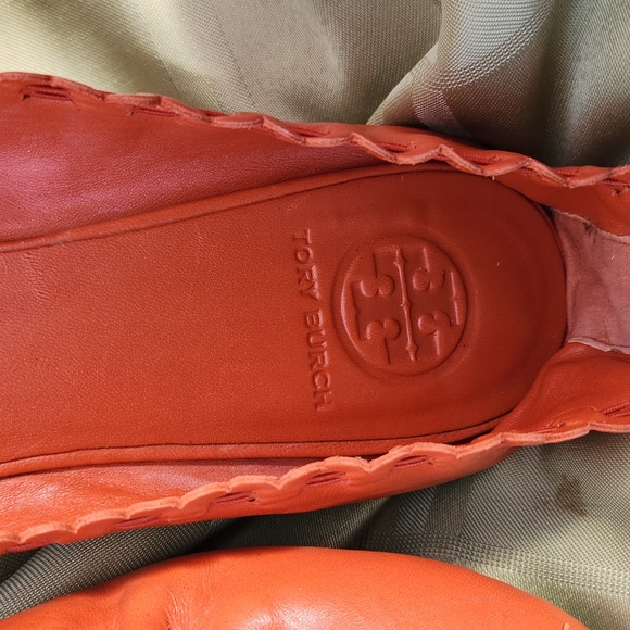 Tory Birch leather ballet flats, orange, rounded toe size 8.5 (like new) - Picture 5 of 10